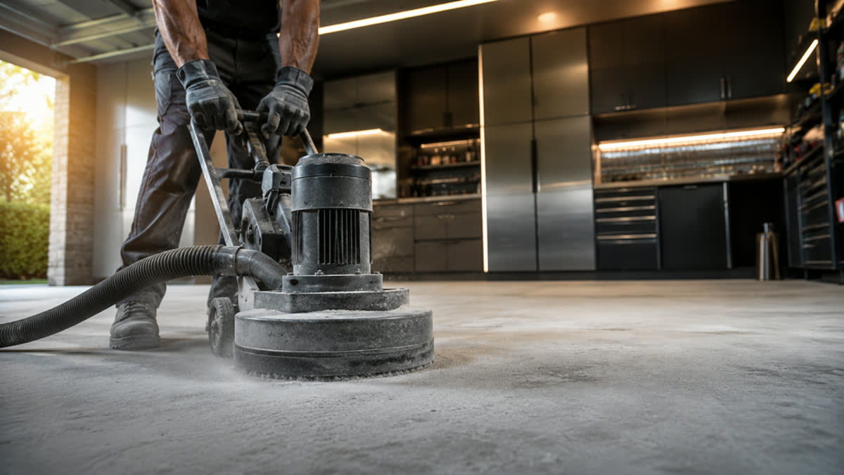 Diamond grinding bare concrete